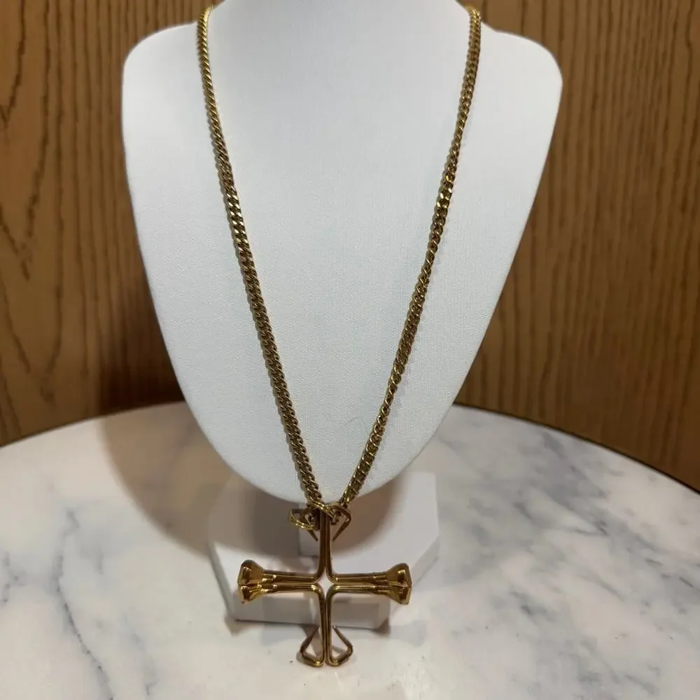 Gold tone vintage Chain Cross